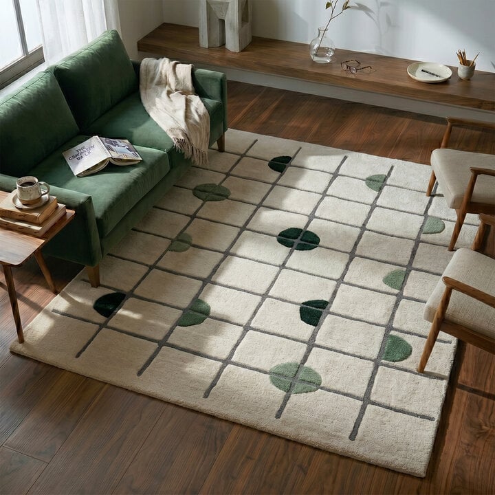 Geometrisch vloerkleed  - Brunello Circles Groen 