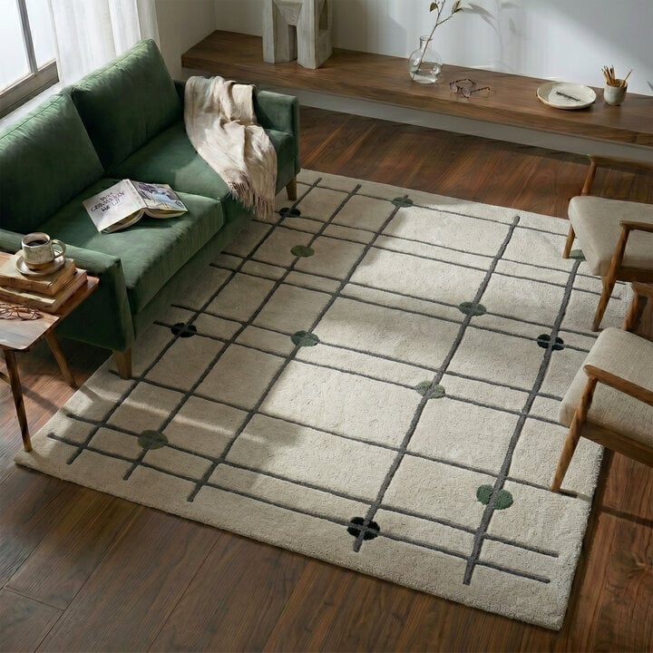 Geometrisch vloerkleed  - Brunello Dots Groen