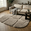 Organisch vloerkleed - Odette Grid Taupe - thumbnail
