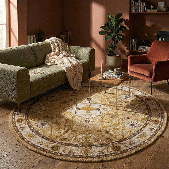 Vintage rond vloerkleed - Valentina Creme