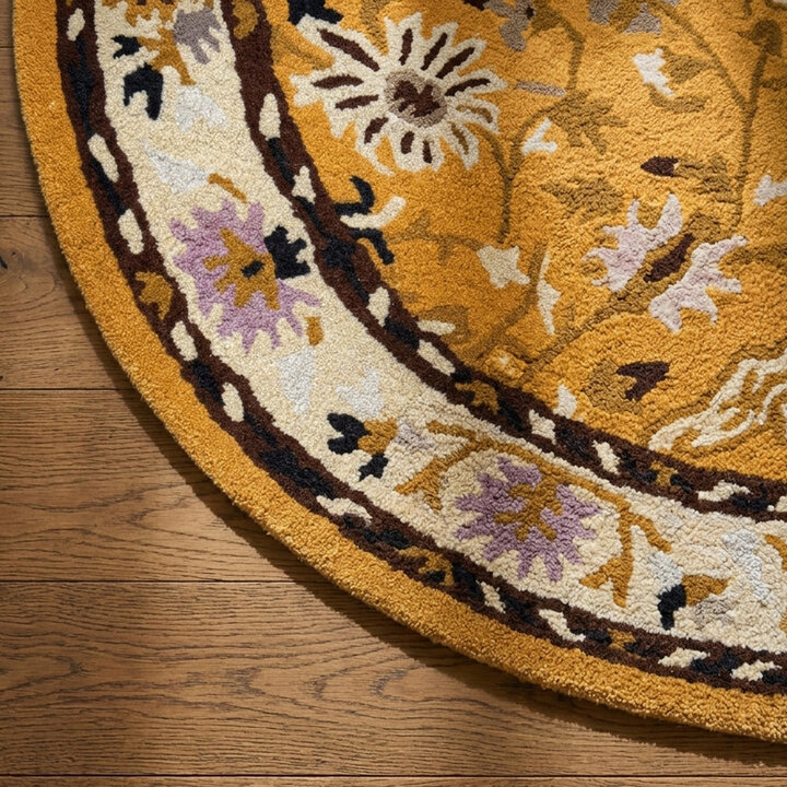 Vintage rond vloerkleed - Valentina Geel - 3