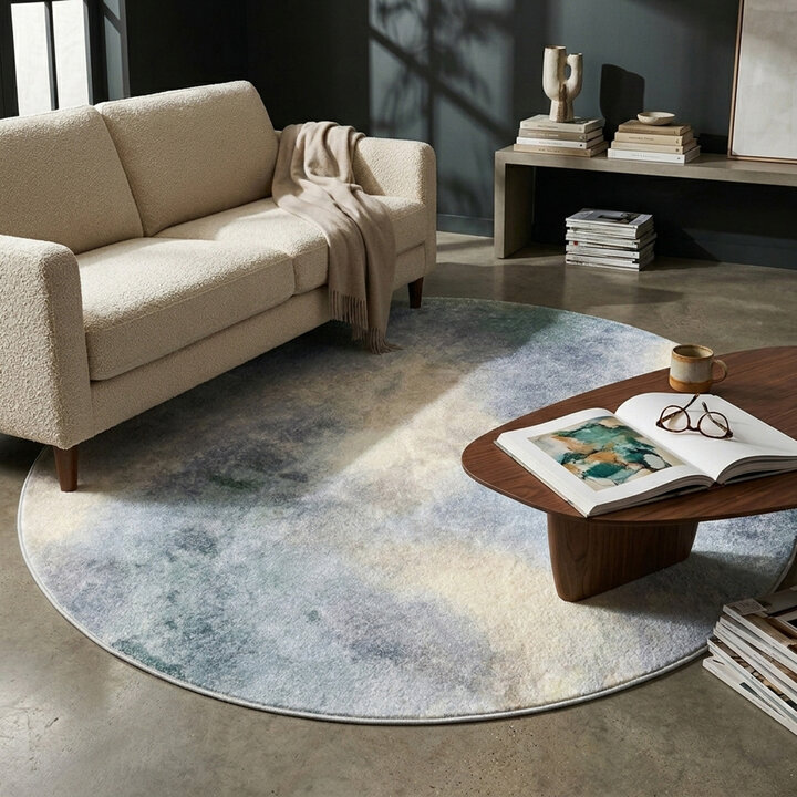 Rond design vloerkleed - Lunara Grijs