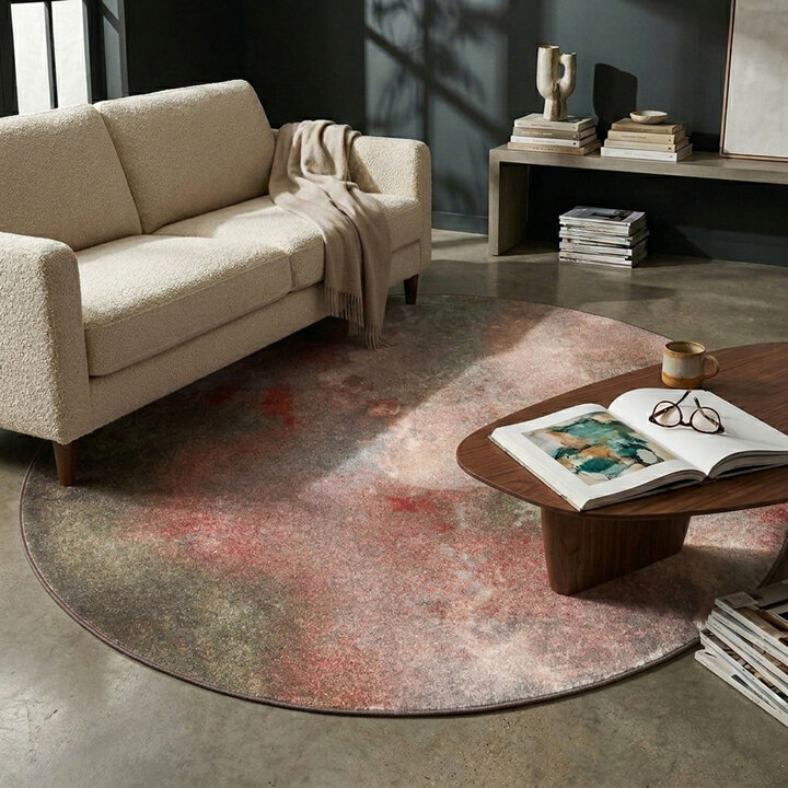 Rond design vloerkleed - Lunara Rood
