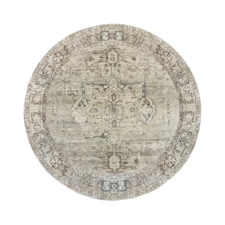 Rond vintage vloerkleed - Kyra Medaillon Taupe - 1