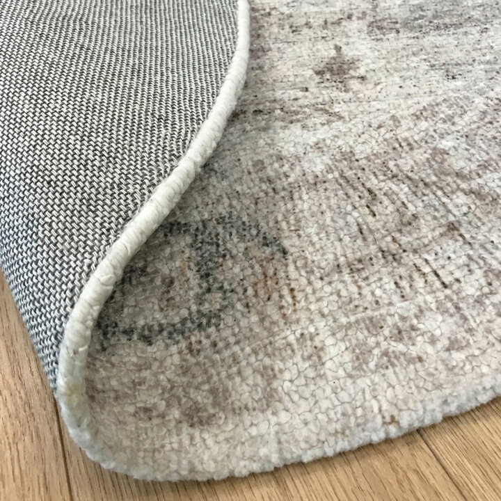 Rond vintage vloerkleed - Kyra Medaillon Taupe - 5