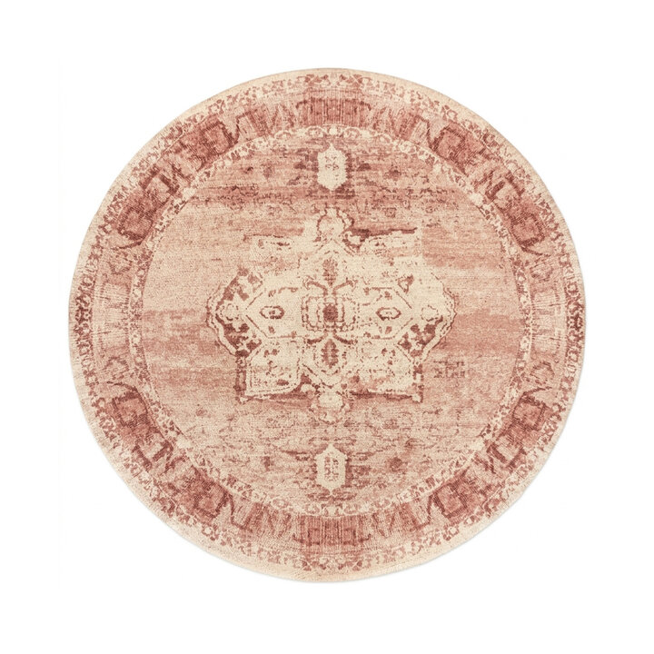 Rond vintage vloerkleed - Kyra Medaillon Roze - 1