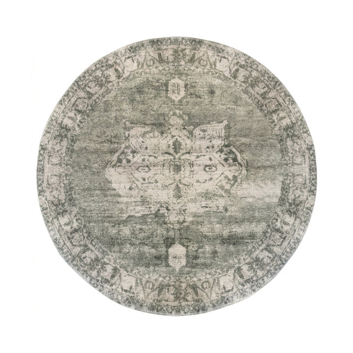 Rond vintage vloerkleed - Kyra Medaillon Groen - 1