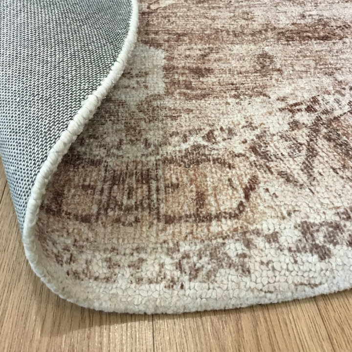 Rond vintage vloerkleed - Kyra Medaillon Bruin - 5