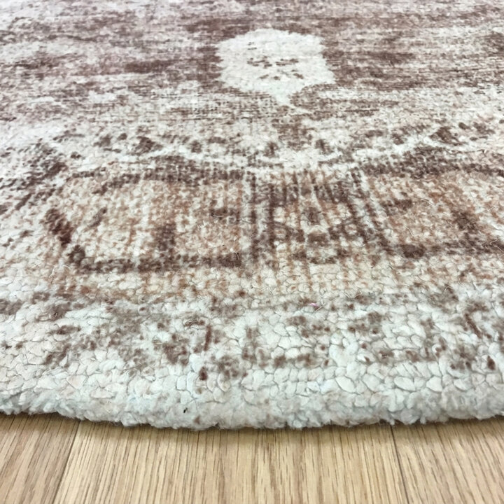 Rond vintage vloerkleed - Kyra Medaillon Bruin - 4