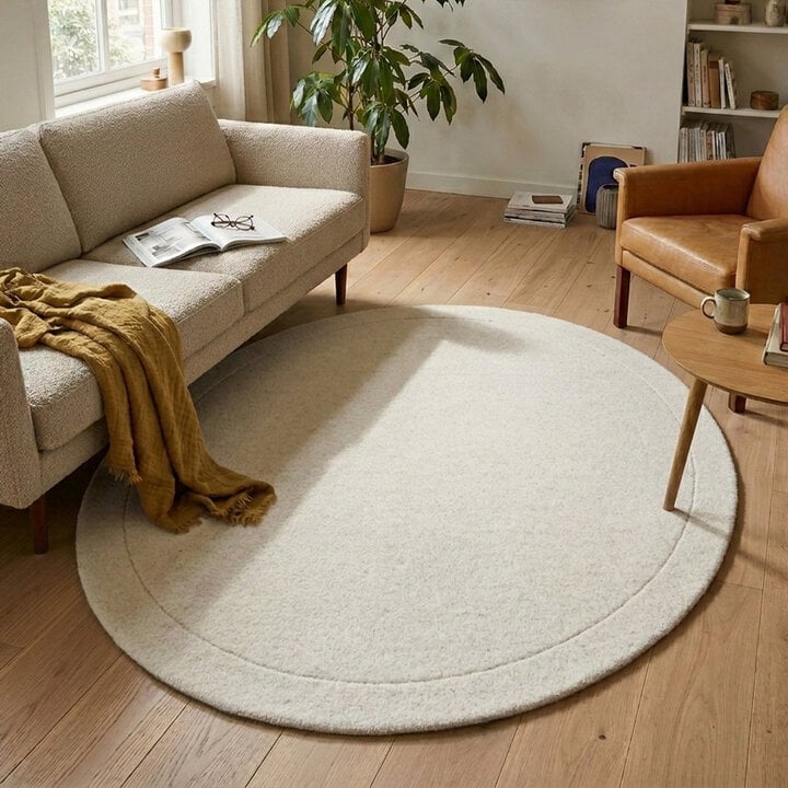 Rond vloerkleed - Isara Border Wit