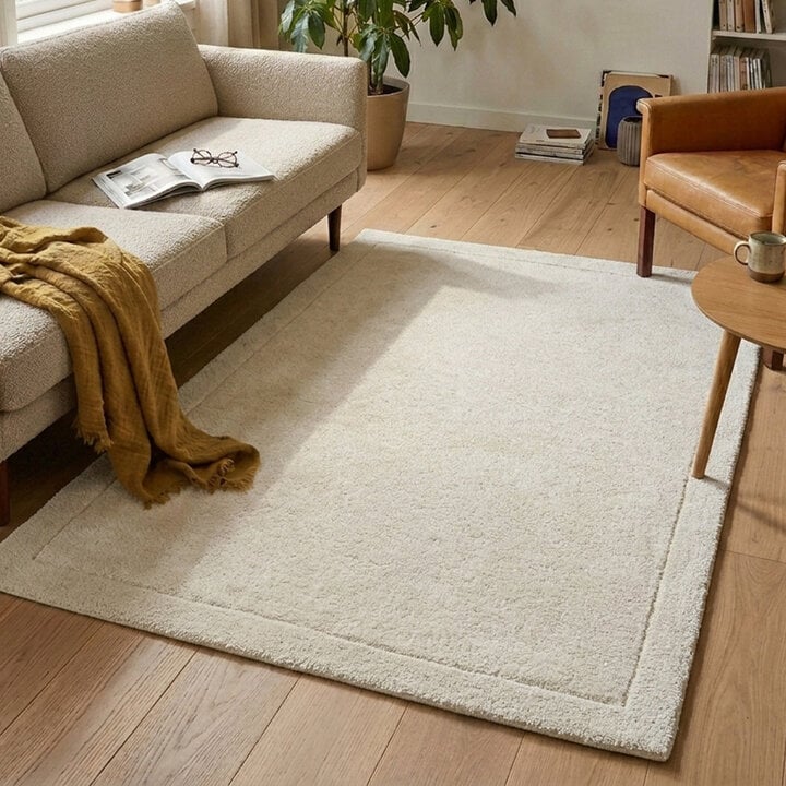 Wollen vloerkleed - Isara Border Wit