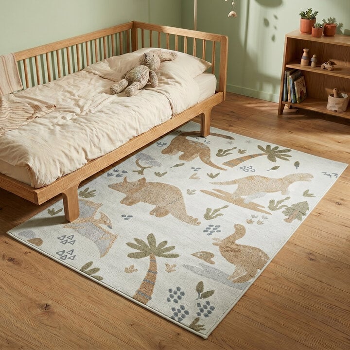Wasbaar kindervloerkleed - Mace Dino Creme