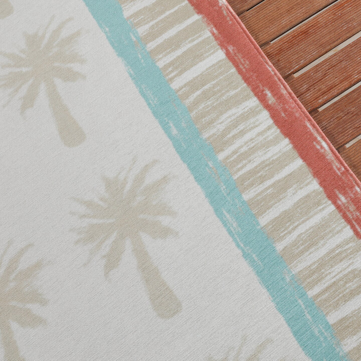 Buitenvloerkleed - Oasis Palm Blauw/Rood - 2
