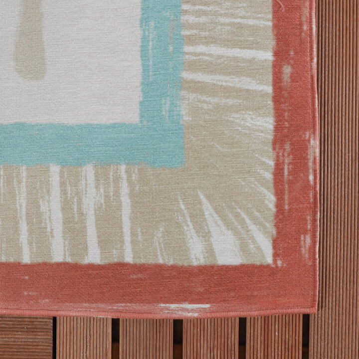 Buitenvloerkleed - Oasis Palm Blauw/Rood - 4