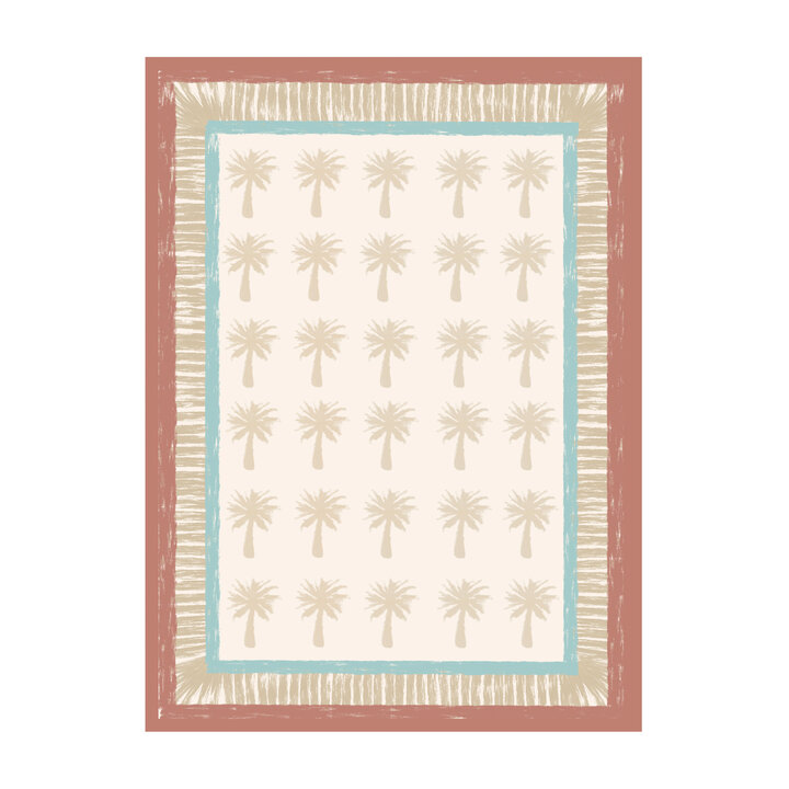 Buitenvloerkleed - Oasis Palm Blauw/Rood - 1