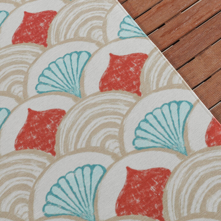 Buitenvloerkleed - Oasis Shell Blauw/Rood - 2