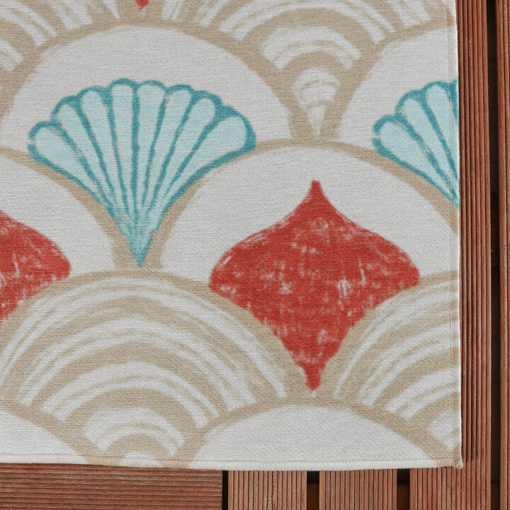 Buitenvloerkleed - Oasis Shell Blauw/Rood - 4