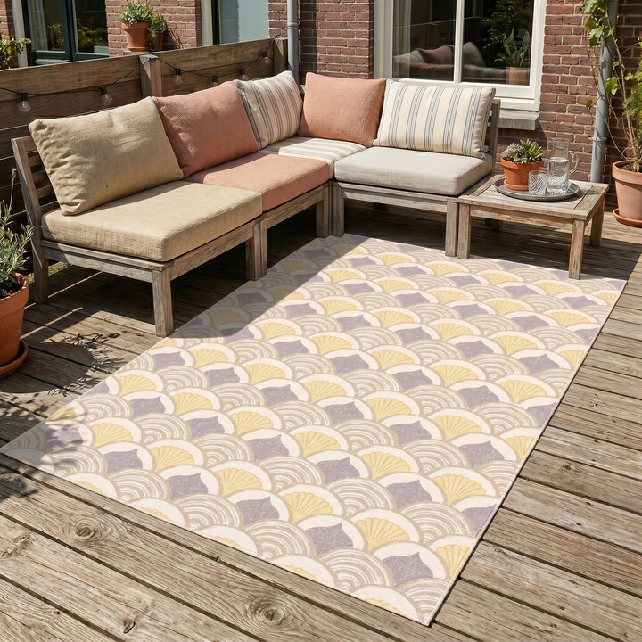 Buitenvloerkleed - Oasis Shell Geel/Lila