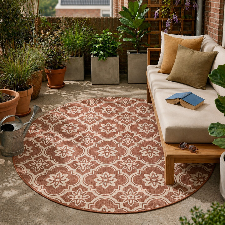 Rond buitenkleed - Rio Flower Roze