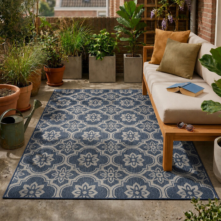 Buitenkleed - Rio Flower Blauw