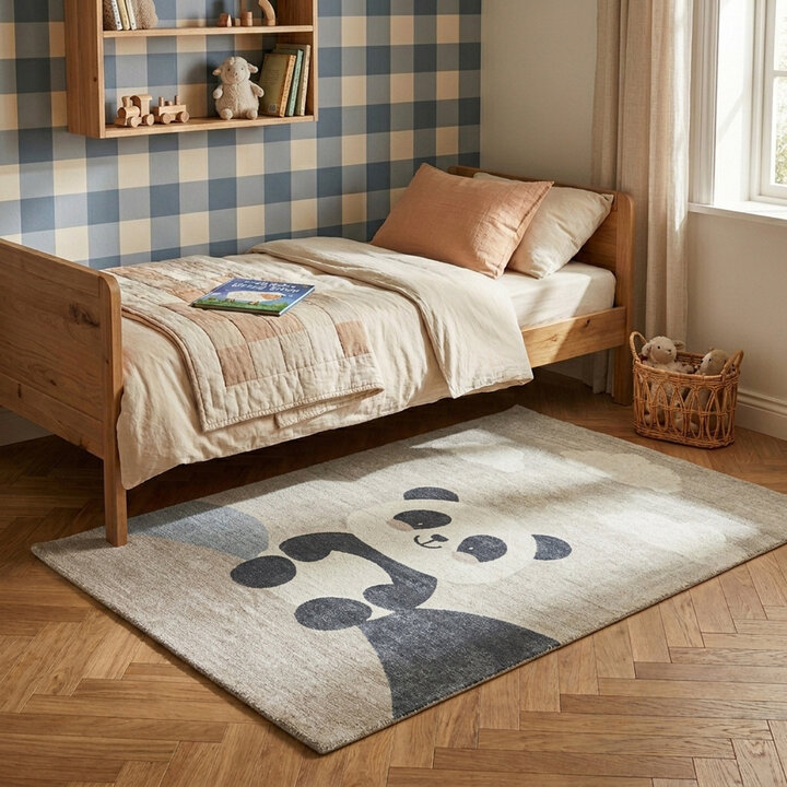 Kinderkamer vloerkleed - Balou Panda Zwart/Wit