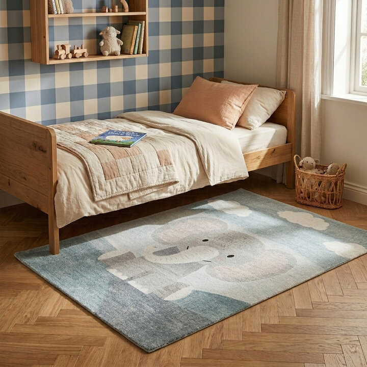 Kinderkamer vloerkleed - Balou Olifant Grijs