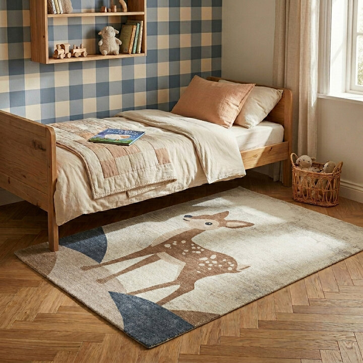 Kinderkamer vloerkleed - Balou Hert Bruin