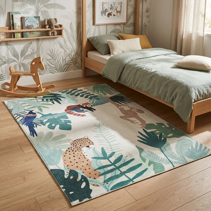 Kindervloerkleed - Jungle Luipaard Multicolor 
