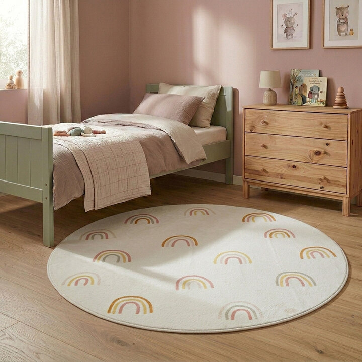 Rond wasbaar kindervloerkleed - Evi Rainbow Multicolor