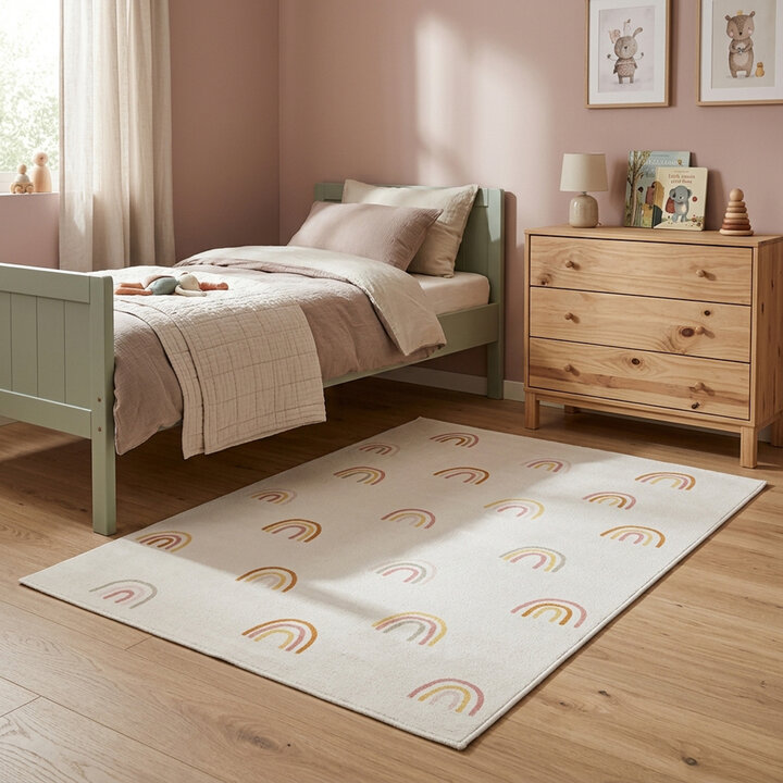 Wasbaar kindervloerkleed - Evi Rainbow Multicolor