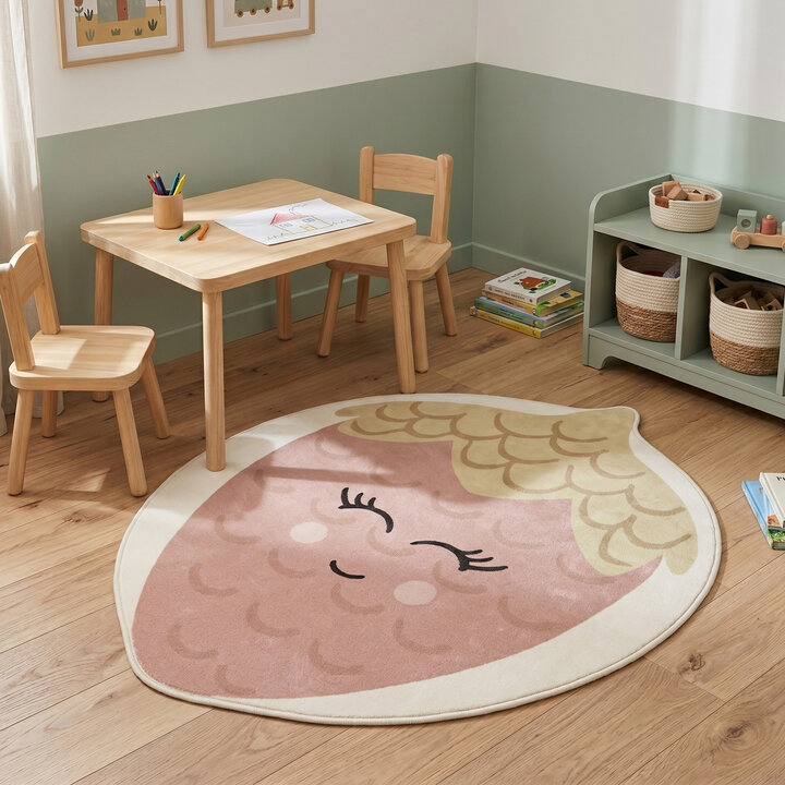 Wasbaar kindervloerkleed - Berry Aardbei Roze