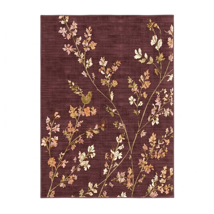 Wasbaar vloerkleed - Misty Floral Bruin - 1