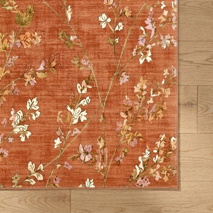 Wasbaar vloerkleed - Misty Floral Terracotta - 3