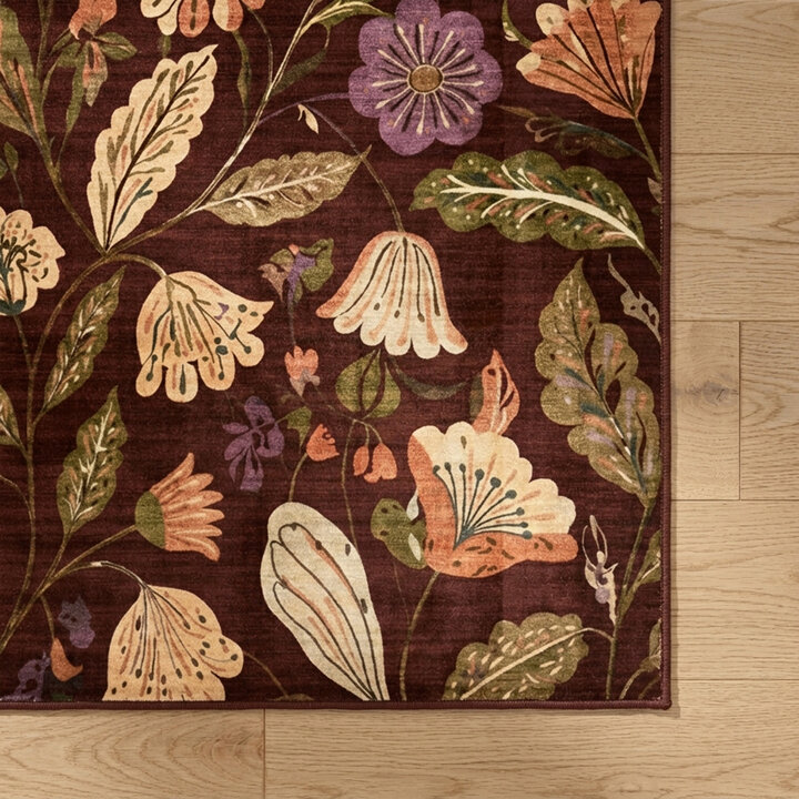 Wasbaar vloerkleed - Misty Flowers Bruin - 3