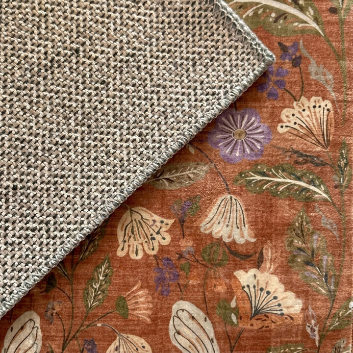 Wasbaar vloerkleed - Misty Flowers Terracotta - 4