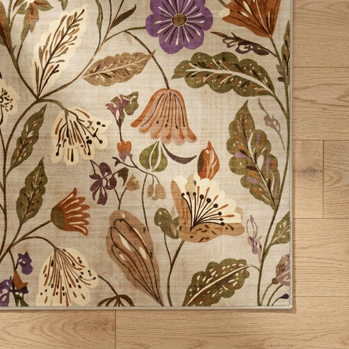 Wasbaar vloerkleed - Misty Flowers Creme - 3