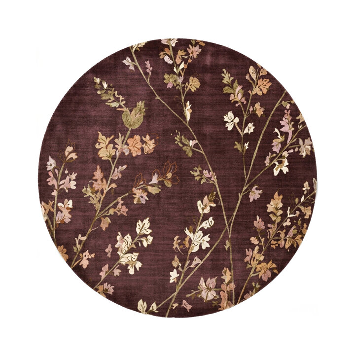 Rond wasbaar vloerkleed - Misty Floral Bruin - 1
