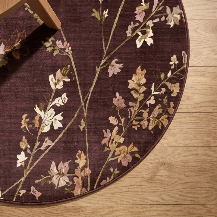 Rond wasbaar vloerkleed - Misty Floral Bruin - 3