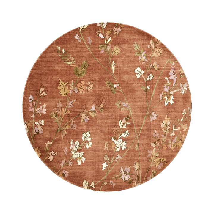 Rond wasbaar vloerkleed - Misty Floral Terracotta - 1