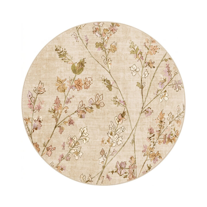 Rond wasbaar vloerkleed - Misty Floral Creme - 1