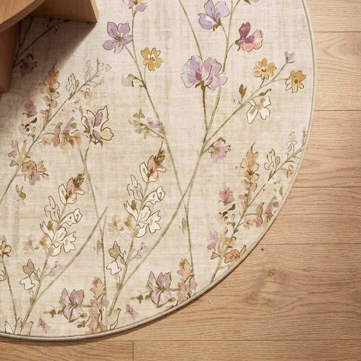 Rond wasbaar vloerkleed - Misty Floral Creme - 3