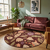 Rond wasbaar vloerkleed - Misty Flowers Bruin - thumbnail