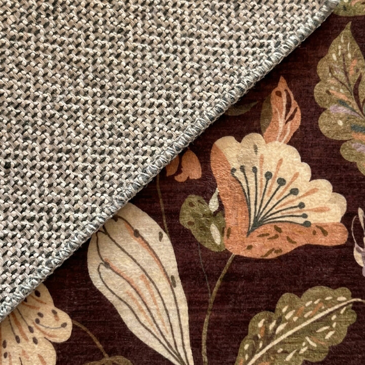 Rond wasbaar vloerkleed - Misty Flowers Bruin - 4