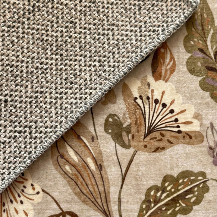 Rond wasbaar vloerkleed - Misty Flowers Creme - 4