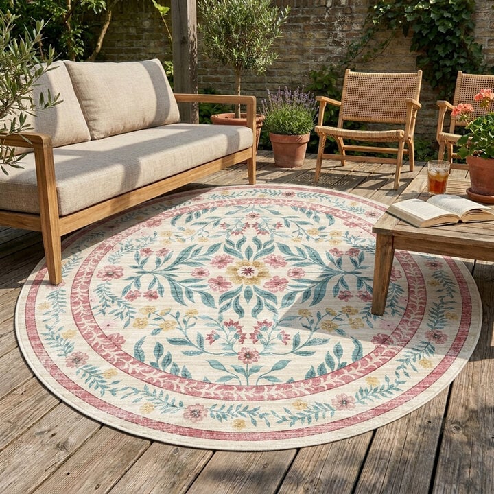 Rond vintage buitenkleed - Luana Multicolor