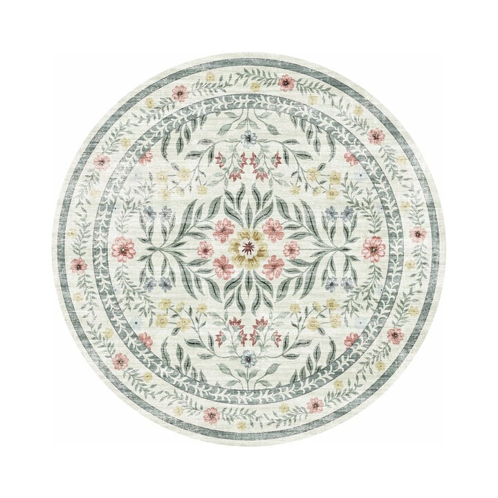 Rond vintage buitenkleed - Luana Groen - 1