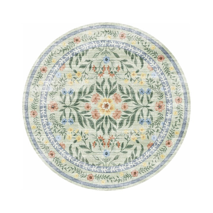 Rond vintage buitenkleed - Luana Donkergroen - 1