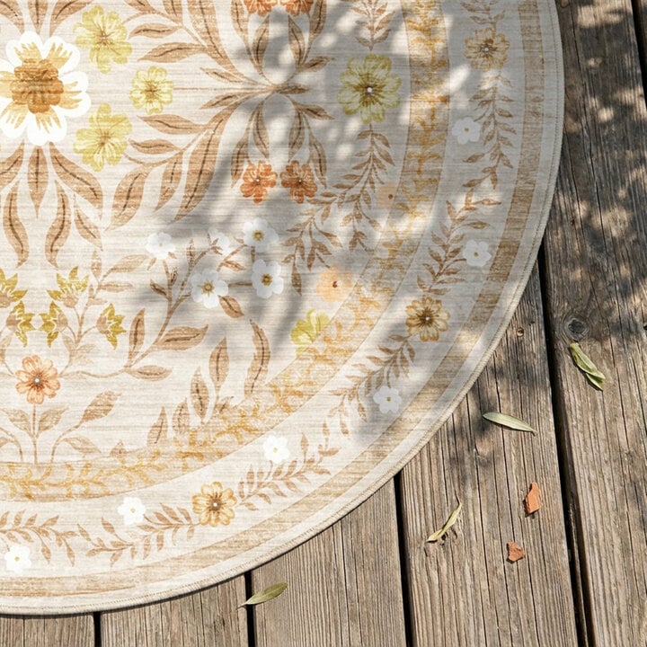 Rond vintage buitenkleed - Luana Geel - 3