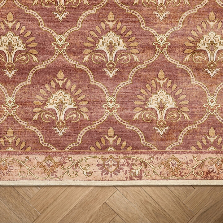 Vintage vloerkleed - Sage Grid Terracotta - 4