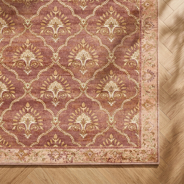 Vintage vloerkleed - Sage Grid Terracotta - 3